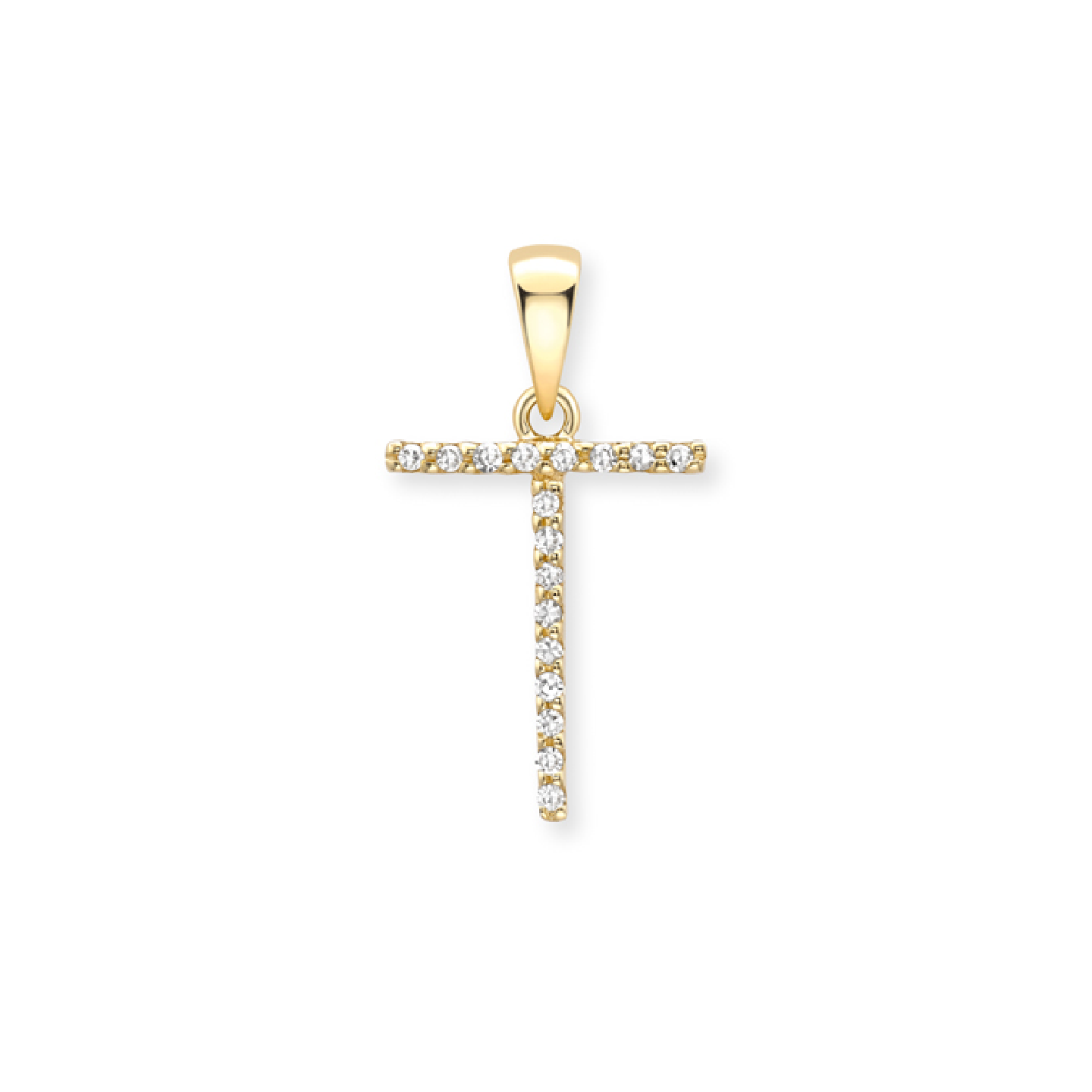Beards Diamond Initial Pendant "T" 18ct Yellow Gold
