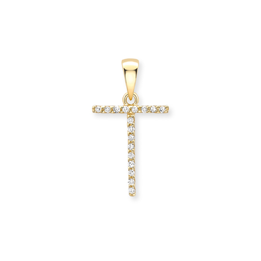 Beards Diamond Initial Pendant "T" 18ct Yellow Gold