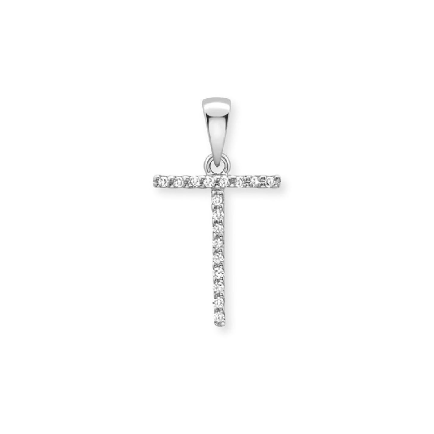 Beards Diamond Initial Pendant "T" 9ct White Gold