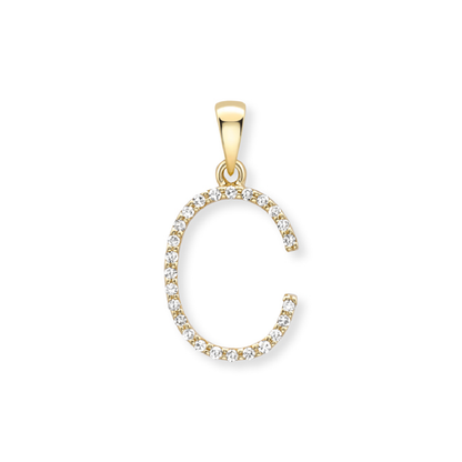 Beards Diamond Initial Pendant "C" 18ct Yellow Gold