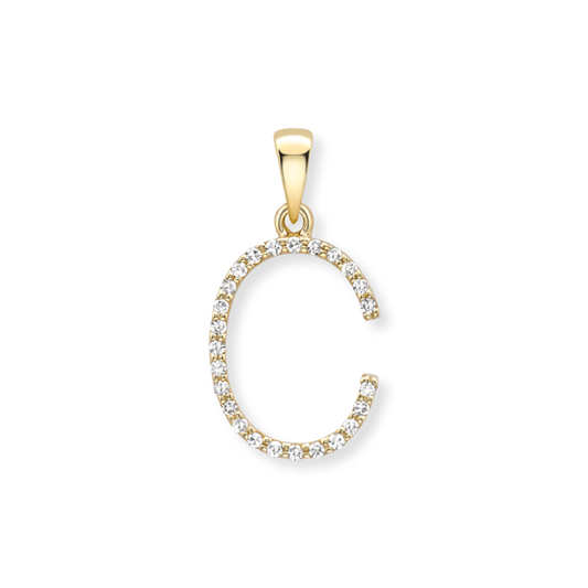 Beards Diamond Initial Pendant "C" 18ct Yellow Gold