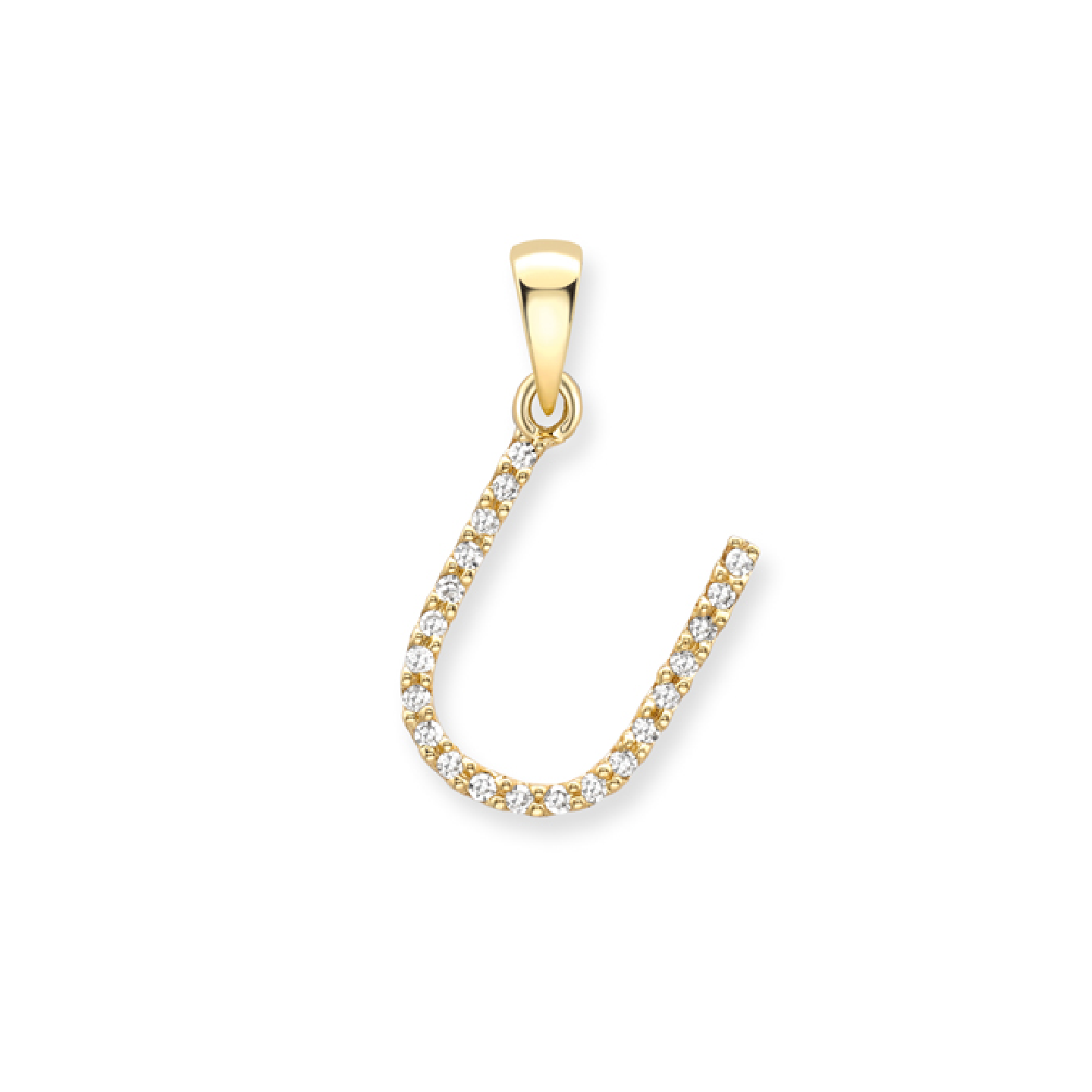 Beards Diamond Initial Pendant "U" 18ct Yellow Gold