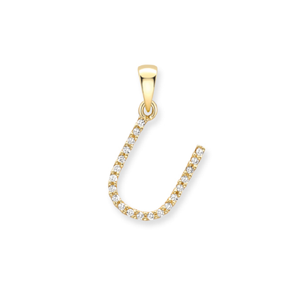 Beards Diamond Initial Pendant "U" 18ct Yellow Gold