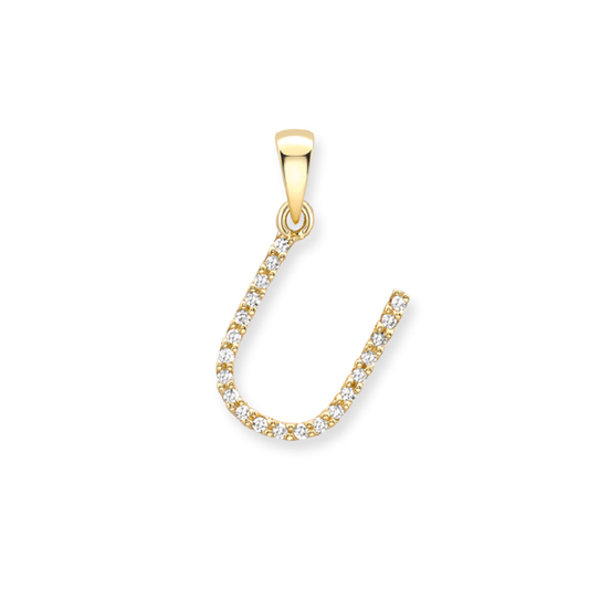 Beards Diamond Initial Pendant "U" 18ct Yellow Gold