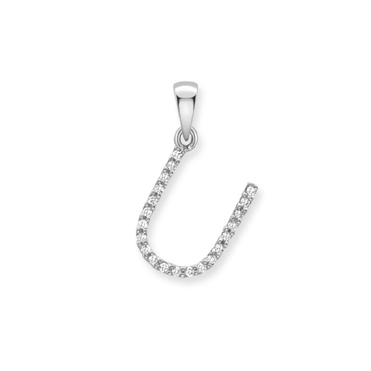 Beards Diamond Initial Pendant "U" 18ct White Gold