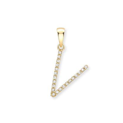 Beards Diamond Initial Pendant "V" 18ct Yellow Gold
