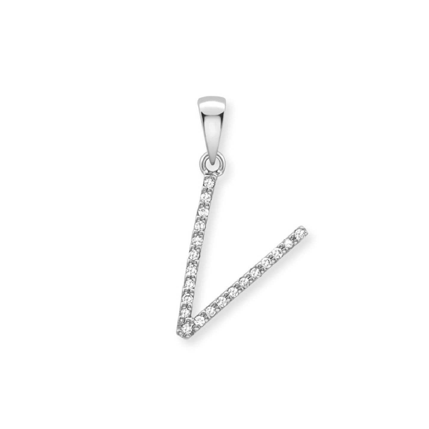 Beards Diamond Initial Pendant "V" 9ct White Gold