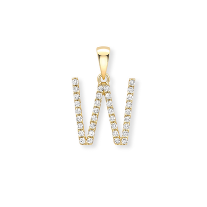 Beards Diamond Initial Pendant "W" 18ct Yellow Gold