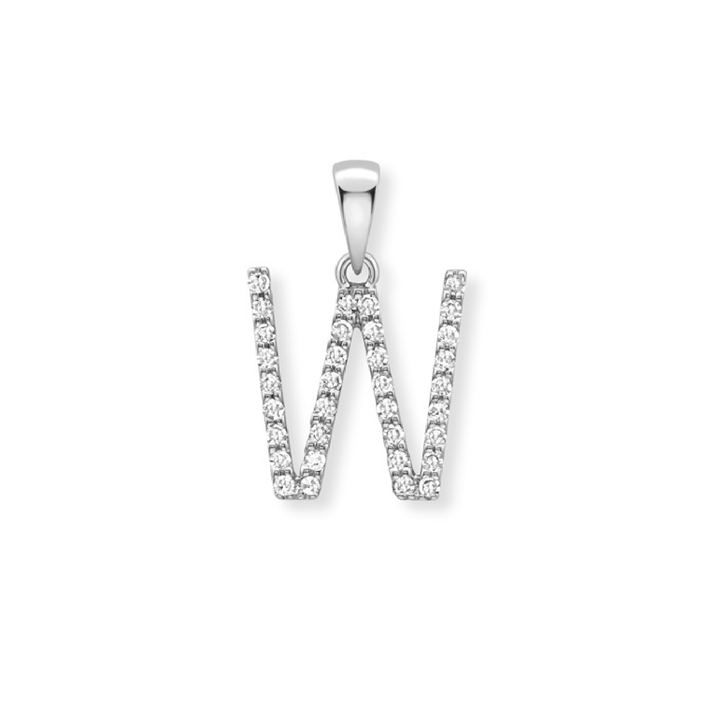 Beards Diamond Initial Pendant "W" 9ct White Gold
