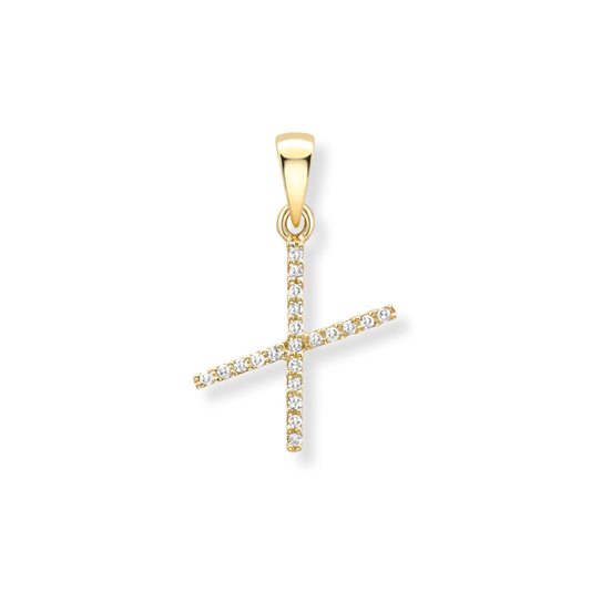 Beards Diamond Initial Pendant "X" 18ct Yellow Gold