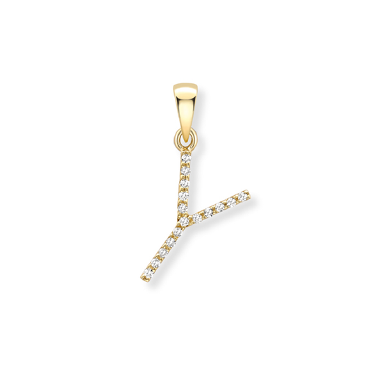 Beards Diamond Initial Pendant "Y" 18ct Yellow Gold