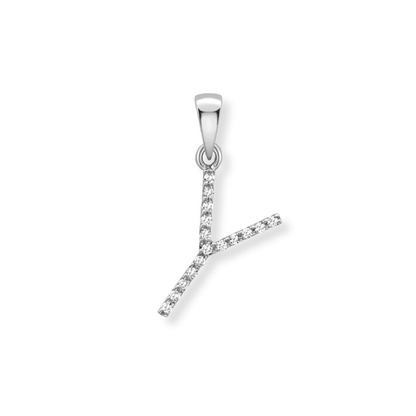 Beards Diamond Initial Pendant "Y" 9ct White Gold