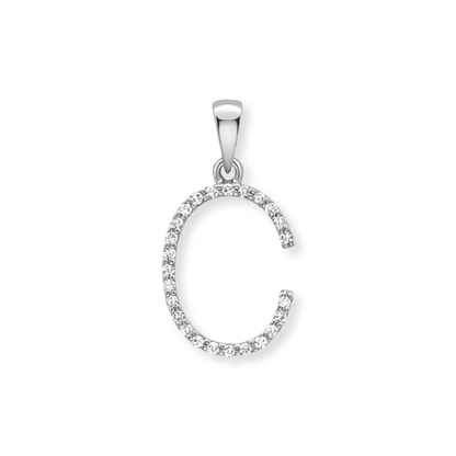 Beards Diamond Initial Pendant "C" 9ct White Gold