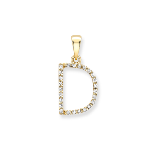 Beards Diamond Initial Pendant "D" 18ct Yellow Gold