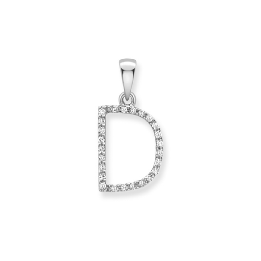 Beards Diamond Initial Pendant "D" 18ct White Gold