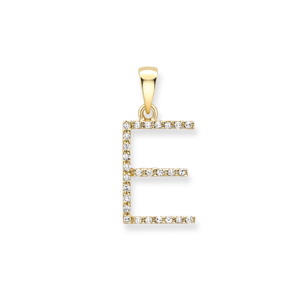 Beards Diamond Initial Pendant "E" 18ct Yellow Gold