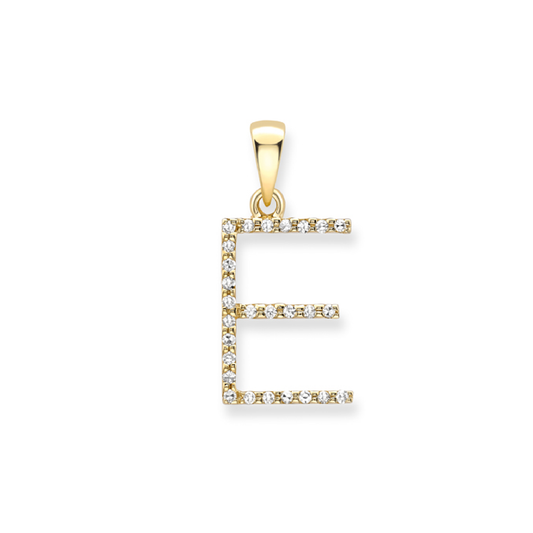 Beards Diamond Initial Pendant "E" 18ct Yellow Gold