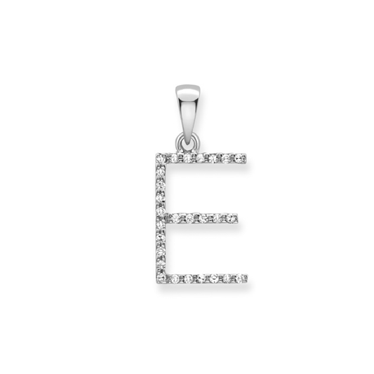 Beards Diamond Initial Pendant "E" 18ct White Gold