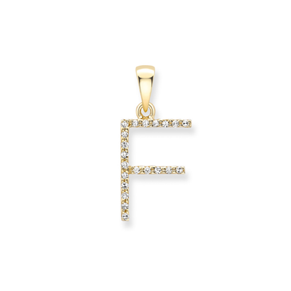 Beards Diamond Initial Pendant "F" 18ct Yellow Gold