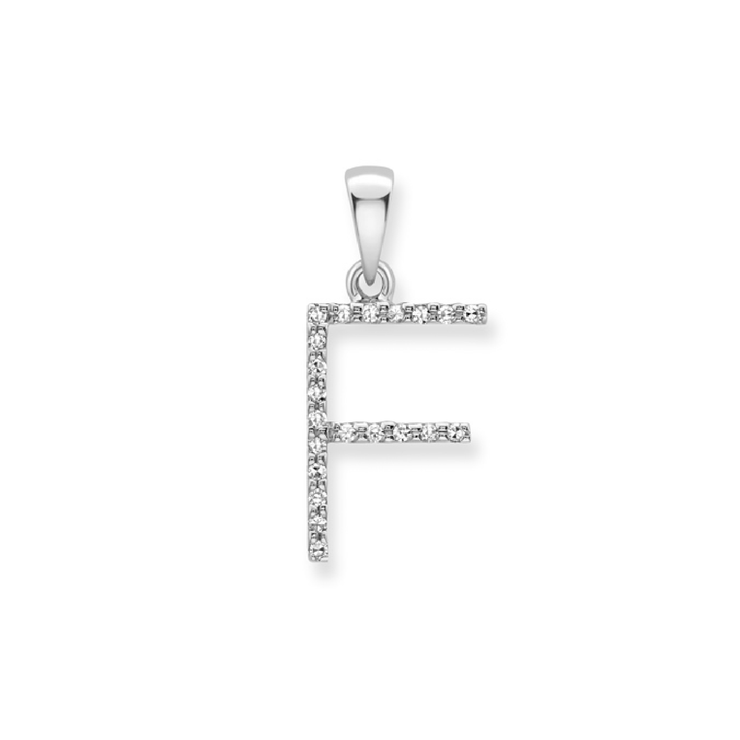 Beards Diamond Initial Pendant "F" 9ct White Gold