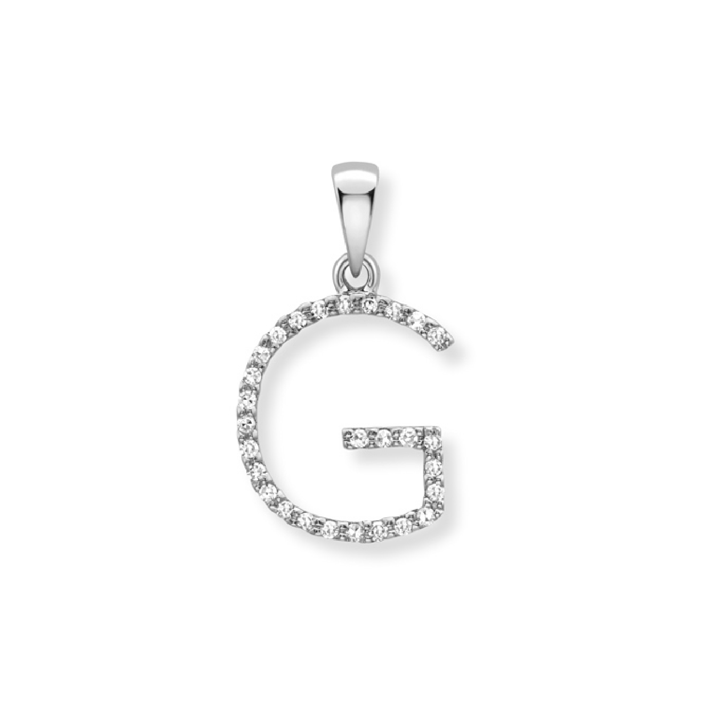 Beards Diamond Initial Pendant "G" 9ct White Gold