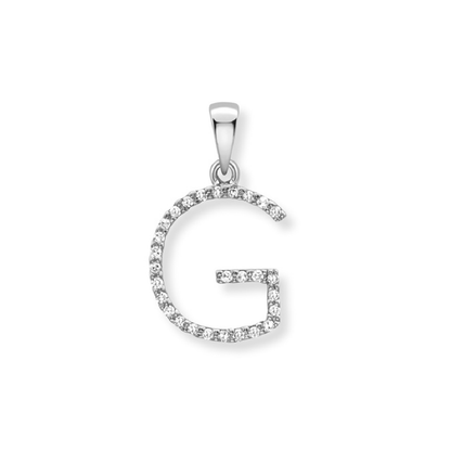 Beards Diamond Initial Pendant "G" 9ct White Gold