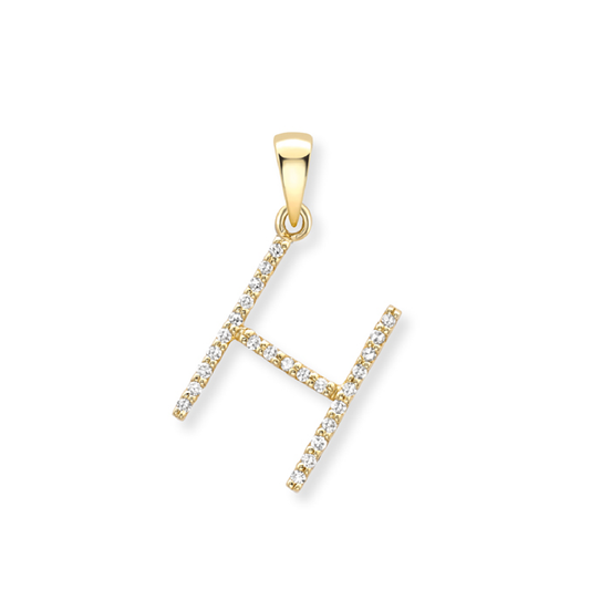 Beards Diamond Initial Pendant "H" 18ct Yellow Gold