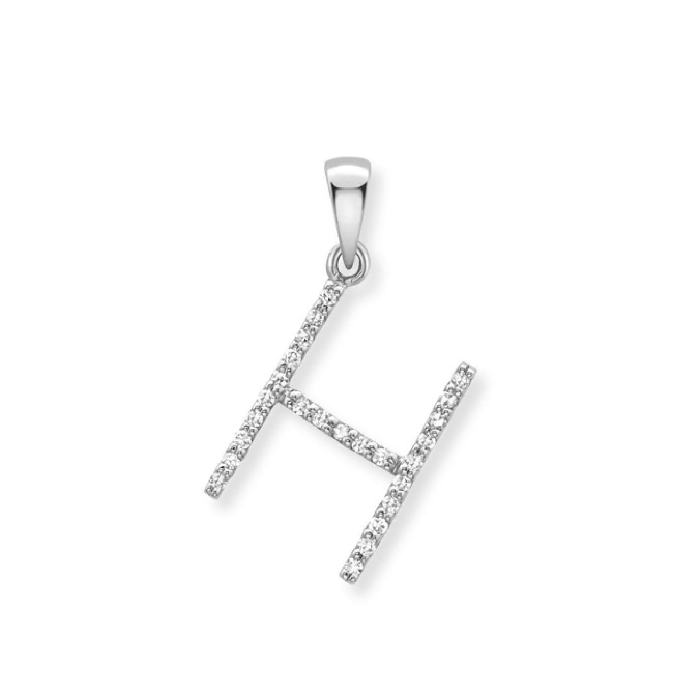Beards Diamond Initial Pendant "H" 9ct White Gold