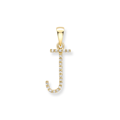 Beards Diamond Initial Pendant "J" 18ct Yellow Gold