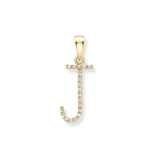 Beards Diamond Initial Pendant "J" 18ct Yellow Gold