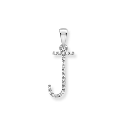 Beards Diamond Initial Pendant "J" 9ct White Gold