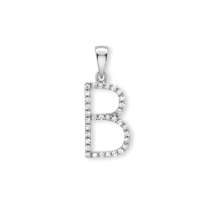 Beards Diamond Initial Pendant "B" 18ct White Gold