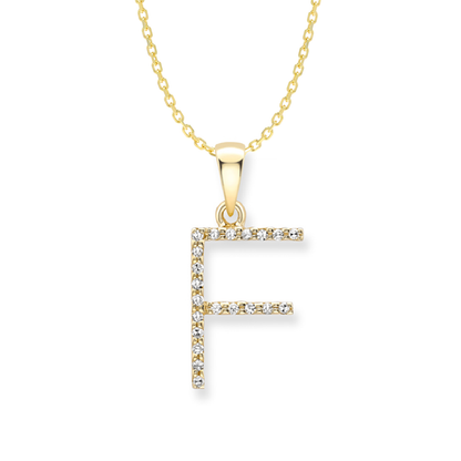 Beards Diamond Initial Pendant "F" 18ct Yellow Gold