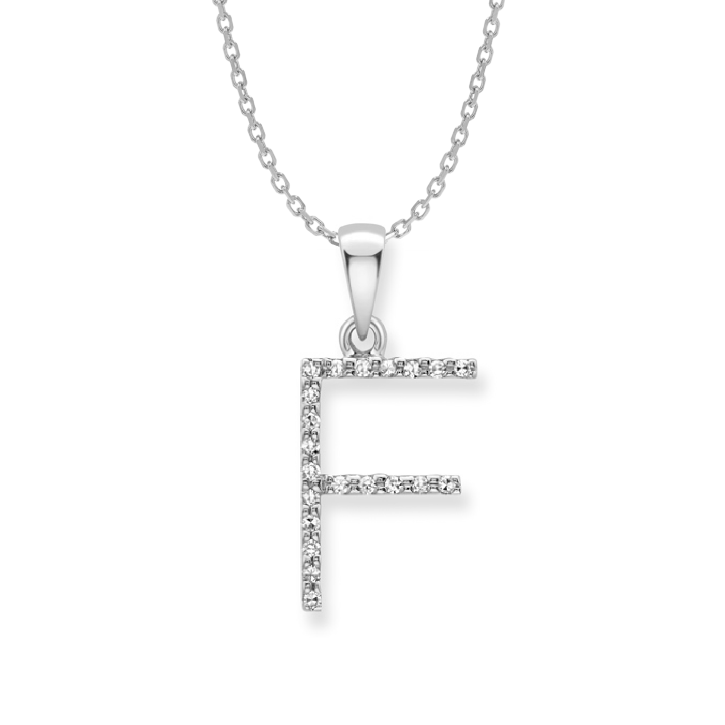 Beards Diamond Initial Pendant "F" 9ct White Gold