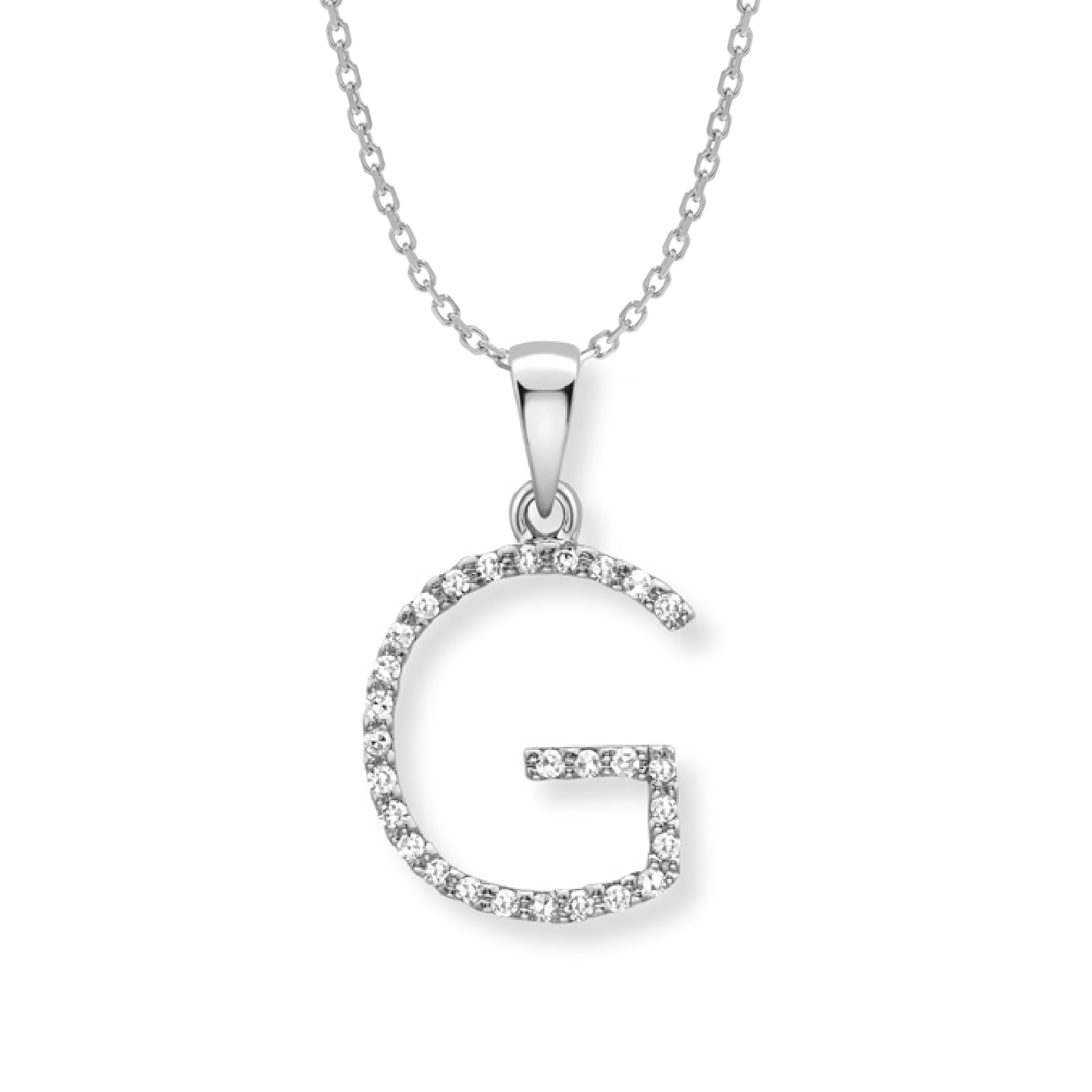 Beards Diamond Initial Pendant "G" 9ct White Gold