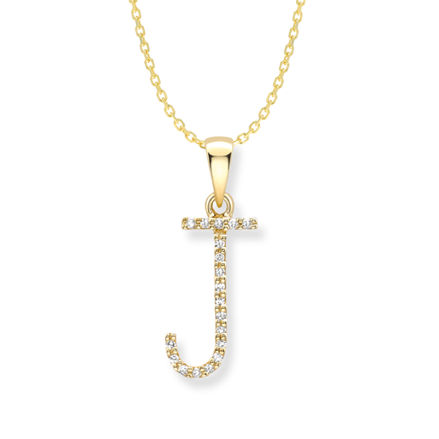 Beards Diamond Initial Pendant "J" 18ct Yellow Gold