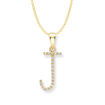 Beards Diamond Initial Pendant "J" 18ct Yellow Gold