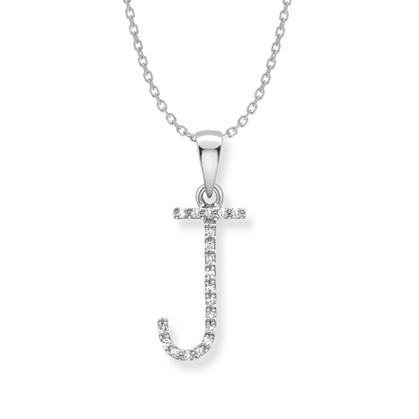 Beards Diamond Initial Pendant "J" 9ct White Gold
