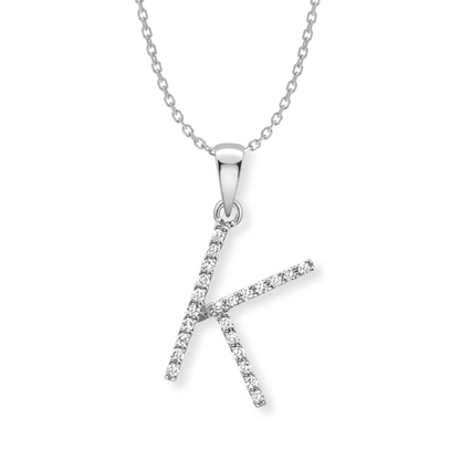 Beards Diamond Initial Pendant "K" 9ct White Gold