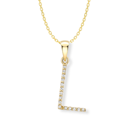 Beards Diamond Initial Pendant "L" 18ct Yellow Gold