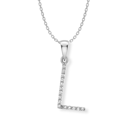 Beards Diamond Initial Pendant "L" 9ct White Gold