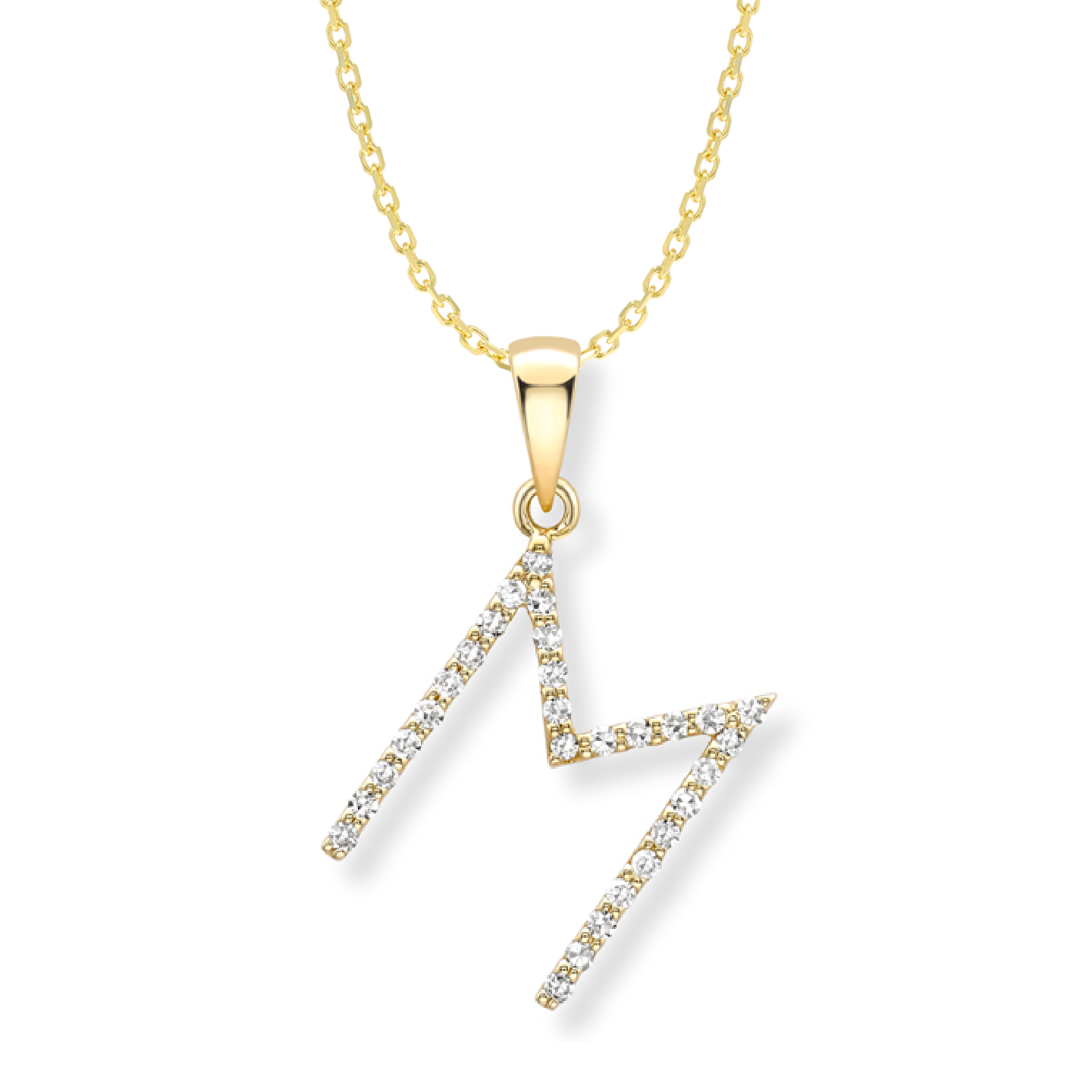 Beards Diamond Initial Pendant "M" 18ct Yellow Gold