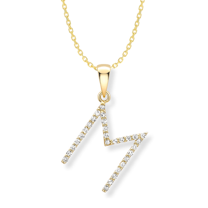 Beards Diamond Initial Pendant "M" 18ct Yellow Gold