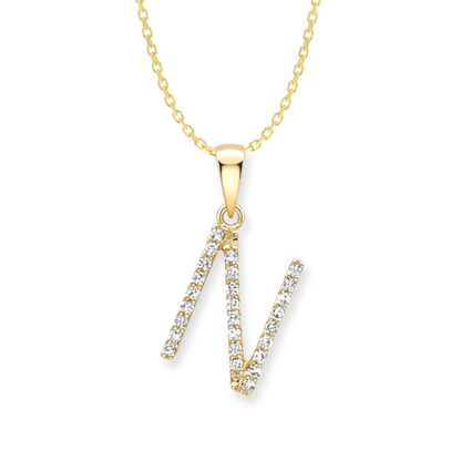 Beards Diamond Initial Pendant "N" 18ct Yellow Gold