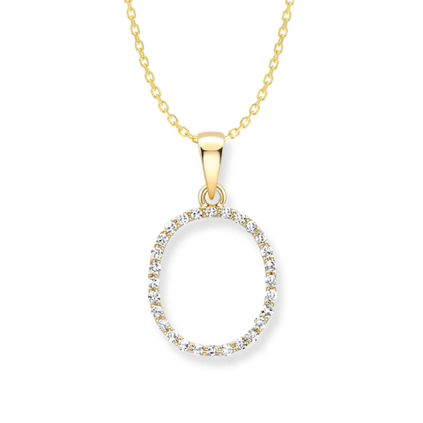 Beards Diamond Initial Pendant "O" 18ct Yellow Gold