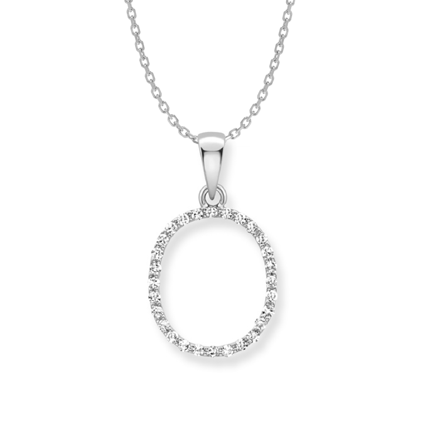 Beards Diamond Initial Pendant "O" 9ct White Gold