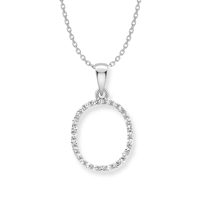 Beards Diamond Initial Pendant "O" 9ct White Gold
