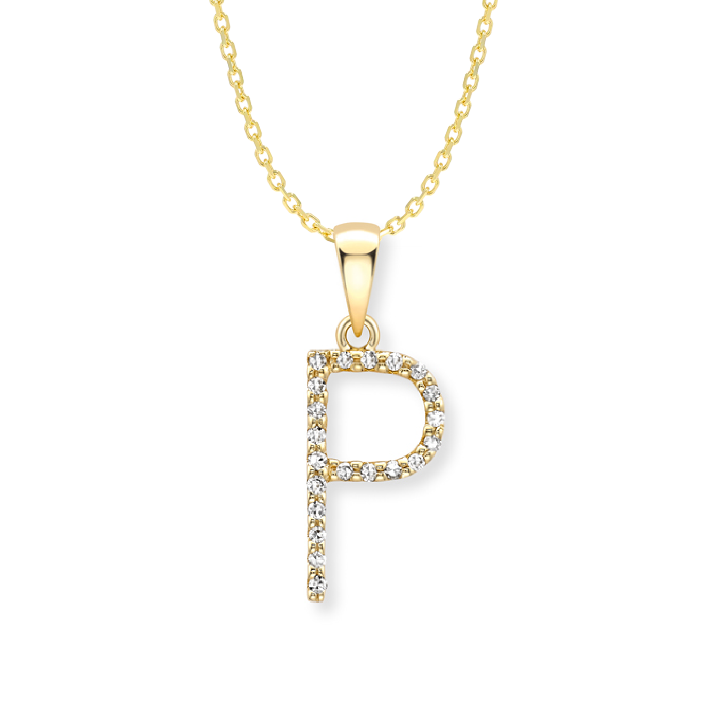 Beards Diamond Initial Pendant "P" 18ct Yellow Gold