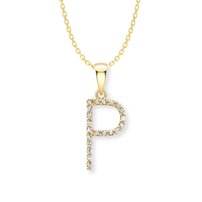 Beards Diamond Initial Pendant "P" 18ct Yellow Gold