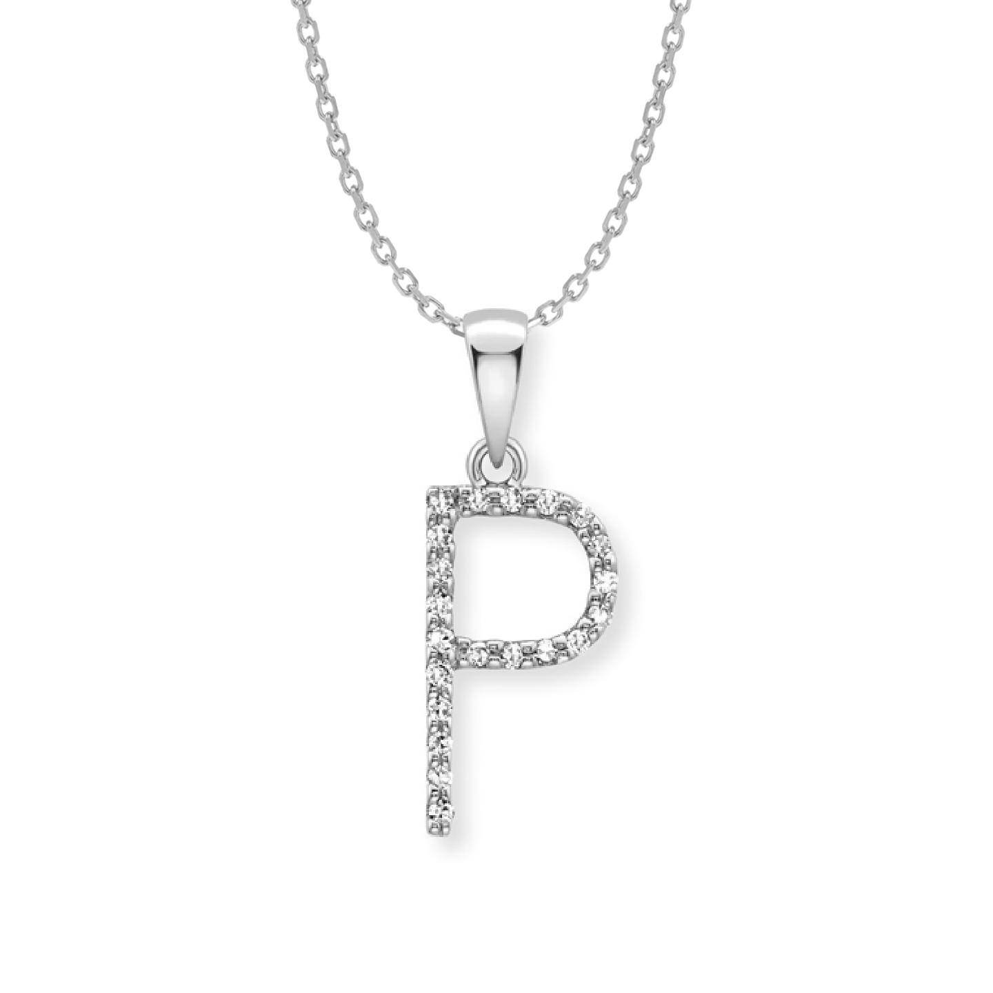 Beards Diamond Initial Pendant "P" 9ct White Gold